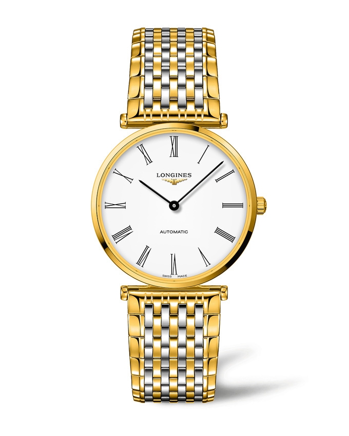 Longines L4.918.2.11.7 : La Grande Classique Automatic 38 PVD Gold / White - Roman / Bracelet