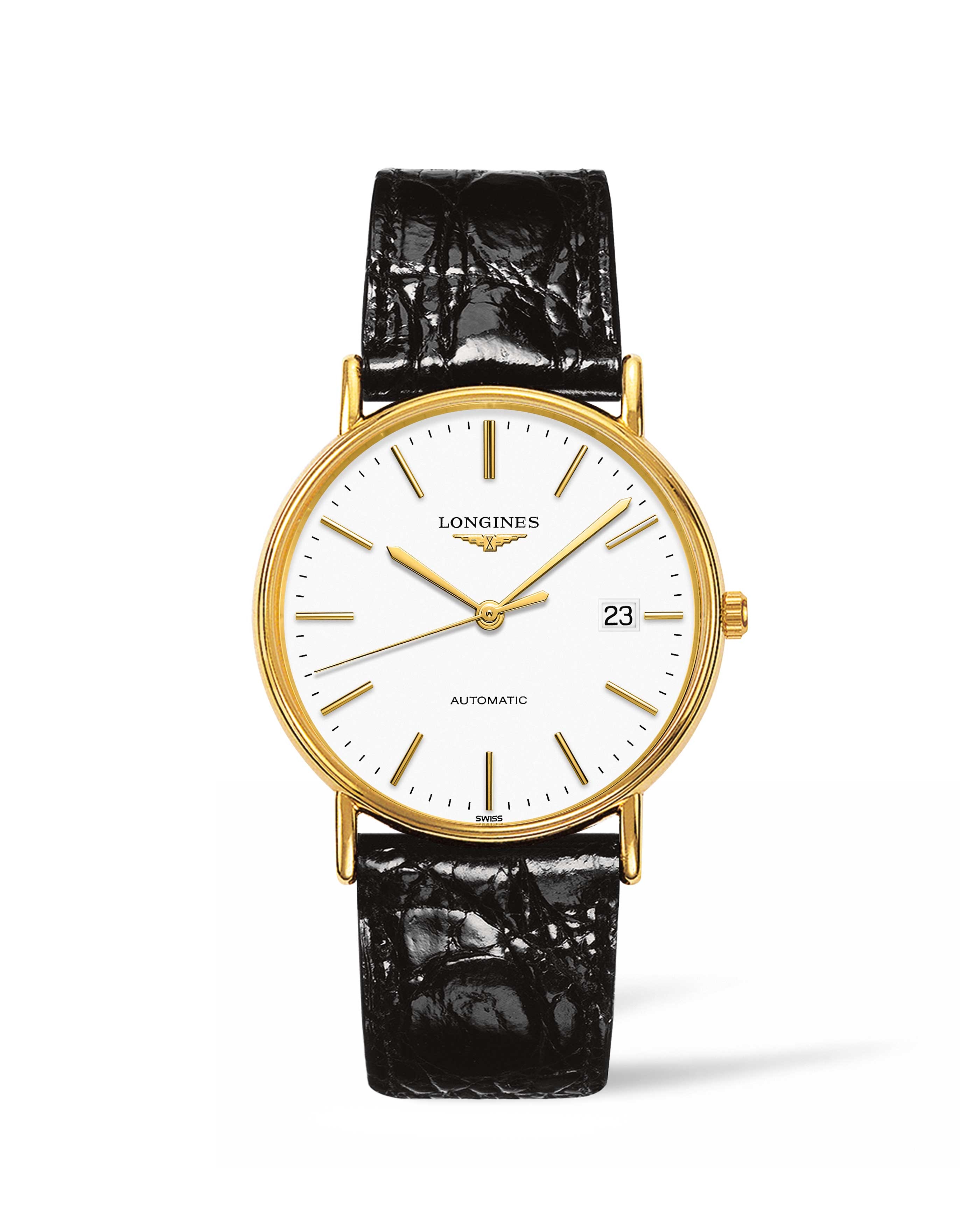 Longines L4.921.2.12.2 : Presence 38.5 Automatic PVD Gold / White / Strap