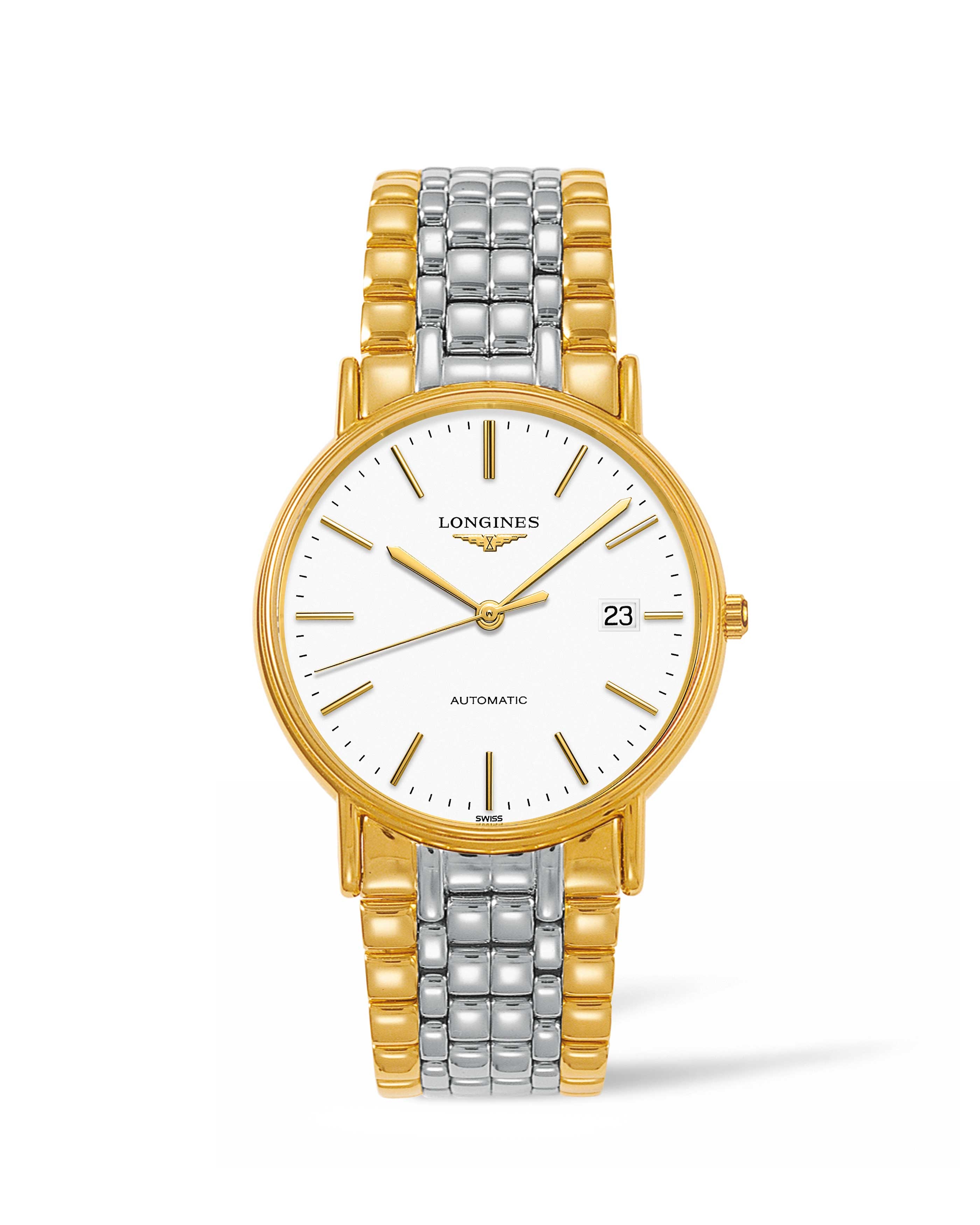 Longines L4.921.2.12.7 : Presence 38.5 Automatic PVD Gold / White / Bracelet