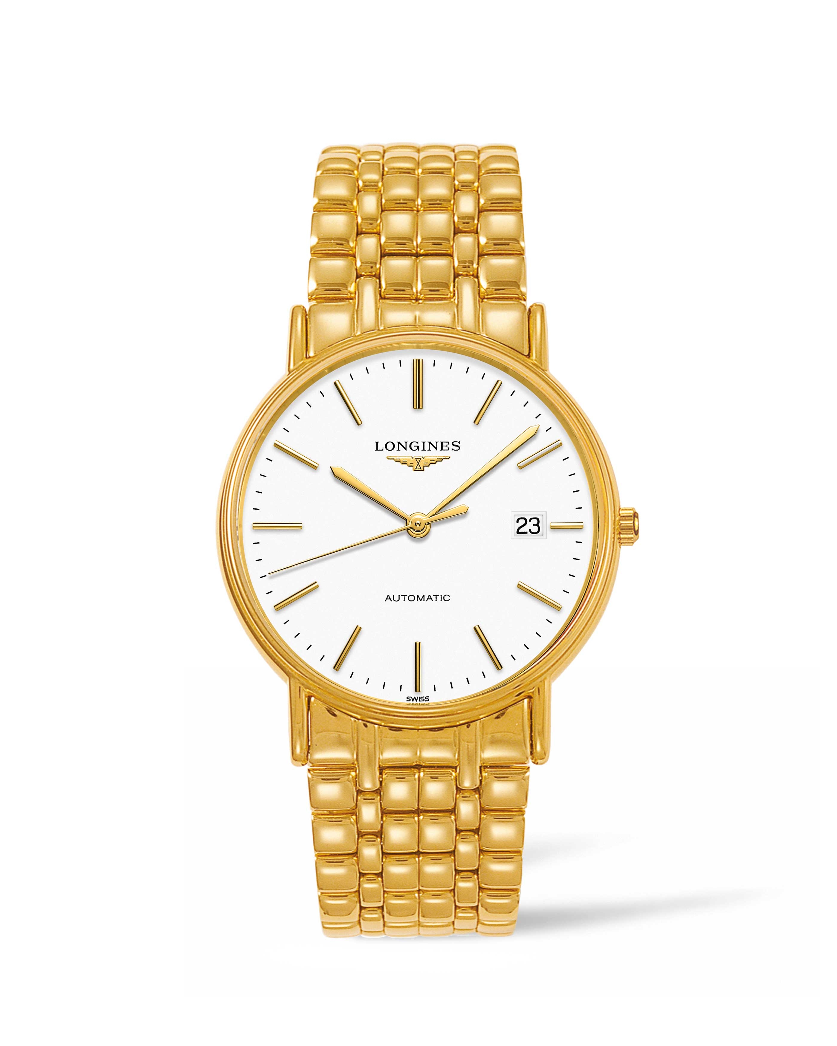 Longines L4.921.2.12.8 : Presence 38.5 Automatic PVD Gold / White / Bracelet