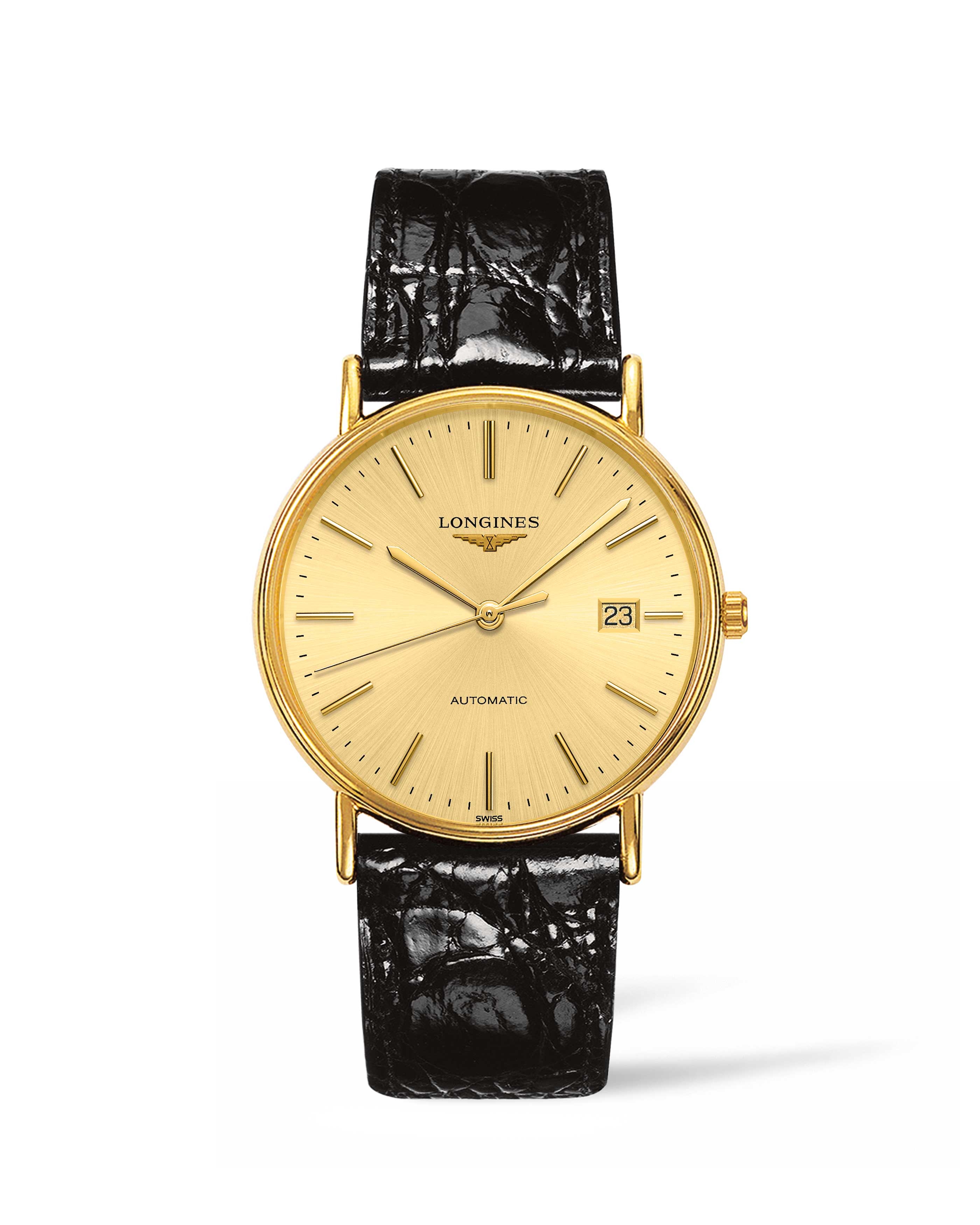 Longines L4.921.2.32.2 : Presence 38.5 Automatic PVD Gold / Champagne / Strap