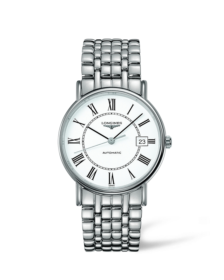 Longines L4.921.4.11.6 : Presence 38.5 Automatic Stainless Steel / White - Roman / Bracelet