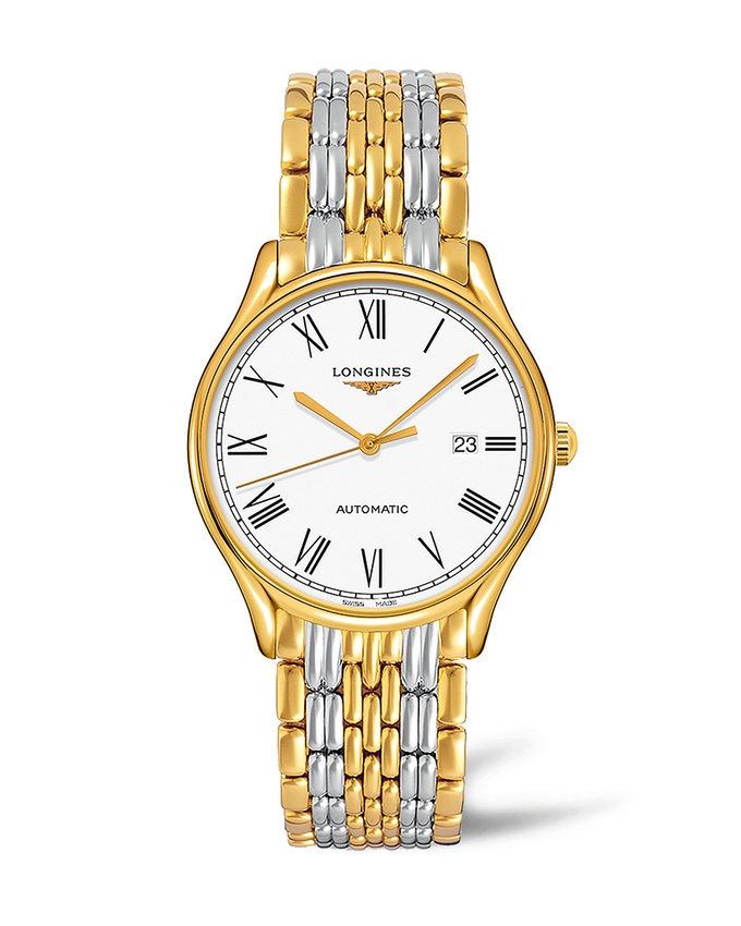 Longines L4.961.2.11.7 : Lyre 40 Automatic PVD Gold / White - Roman / Bracelet