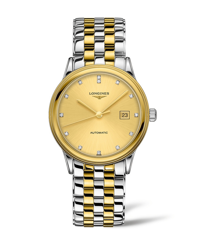 Longines L4.984.3.37.7 : Flagship 40 Stainless Steel - Yellow Gold / Gilt - Diamond / Bracelet