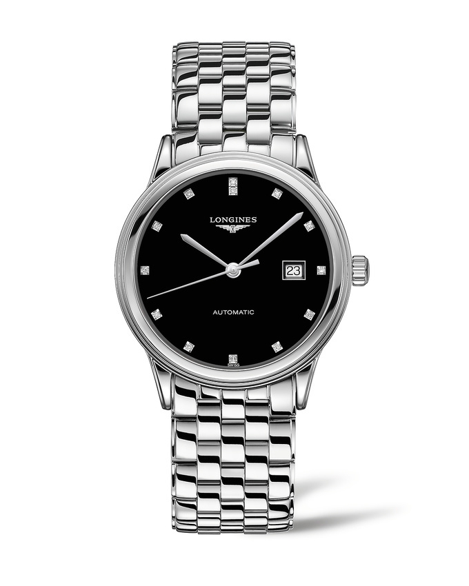 Longines L4.984.4.57.6 : Flagship 40 Stainless Steel / Black - Diamond / Bracelet