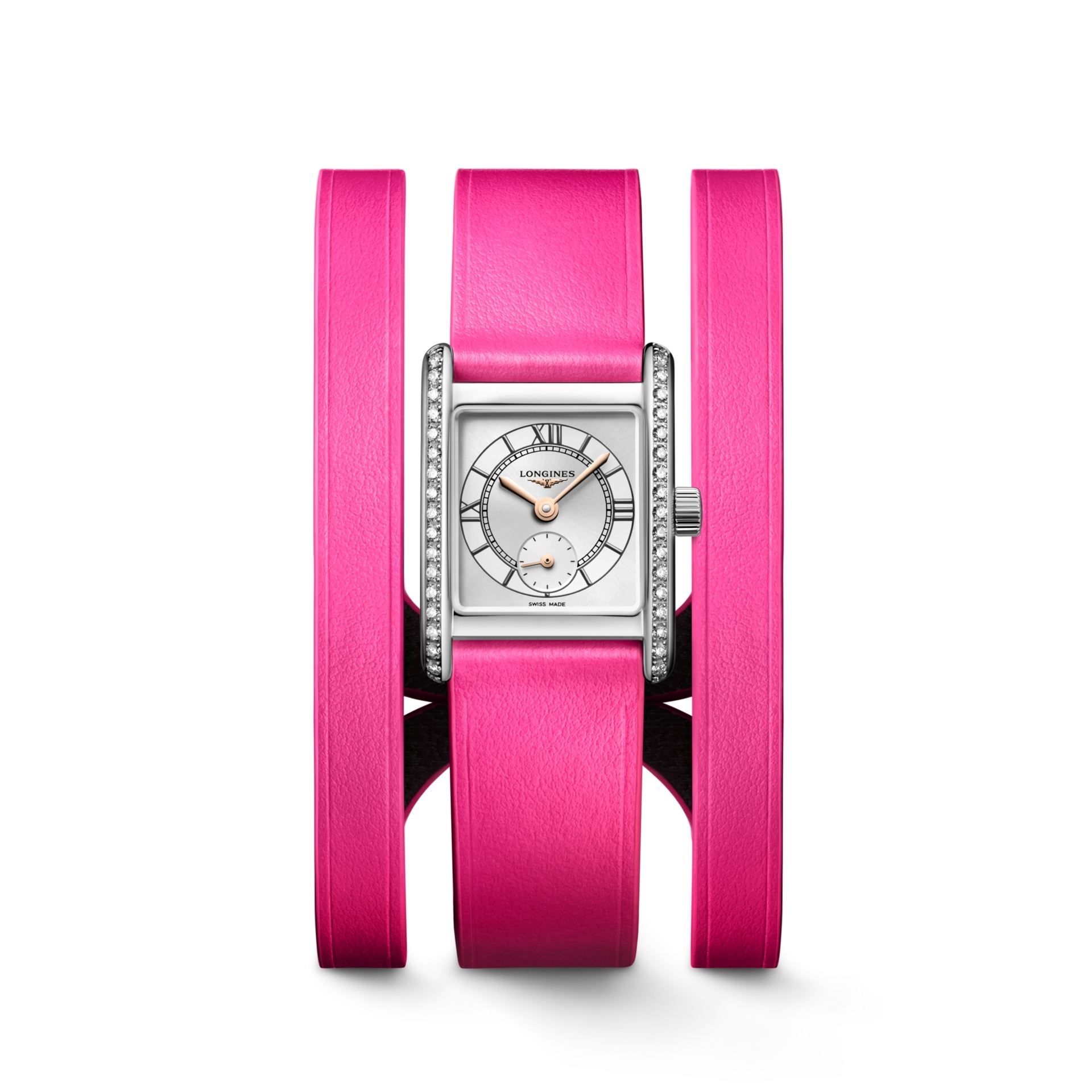 Longines L5.200.0.70.2 : Mini DolceVita 21.5 Quartz Stainless Steel - Diamond / 150th Kentucky Derby / Triple Cuff Pink