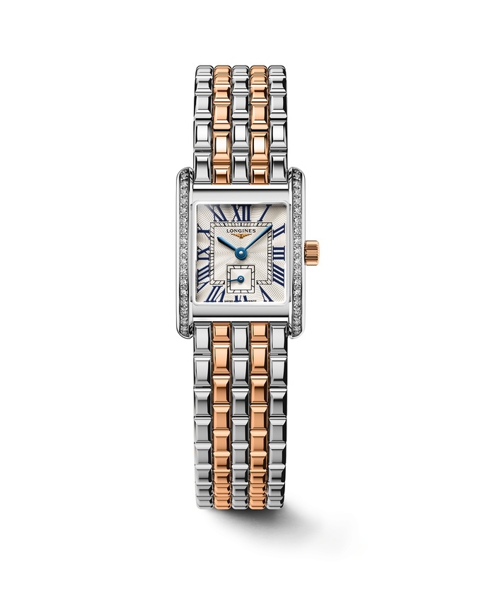 Longines L5.200.5.79.7 : Mini DolceVita 21.5 Quartz Stainless Steel - Pink Gold - Diamond / Silver / Bracelet