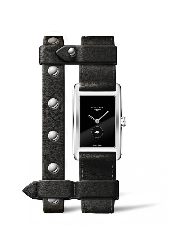 Longines L5.255.4.59.2 : DolceVita 20.8 Quartz Stainless Steel / Black / Yvy Leather