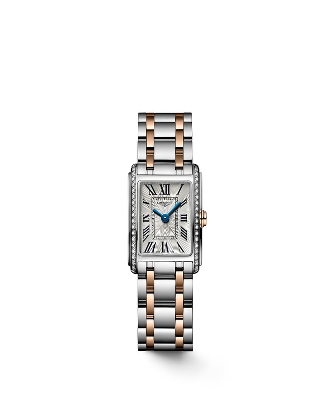 Longines L5.258.5.79.7 : DolceVita 17.4 Quartz Stainless Steel - Pink Gold - Diamond / Silver / Bracelet