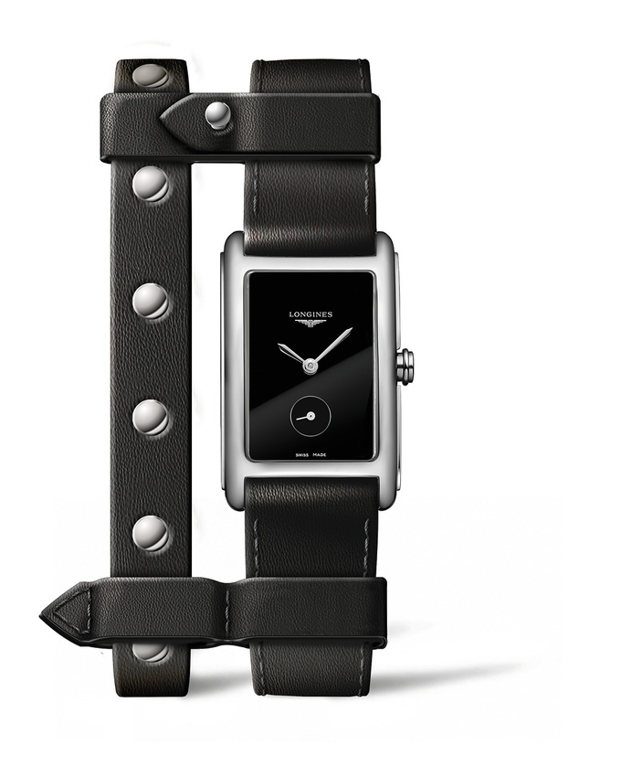 Longines L5.512.4.59.2 : DolceVita 23 Quartz Stainless Steel / Black / Yvy Leather