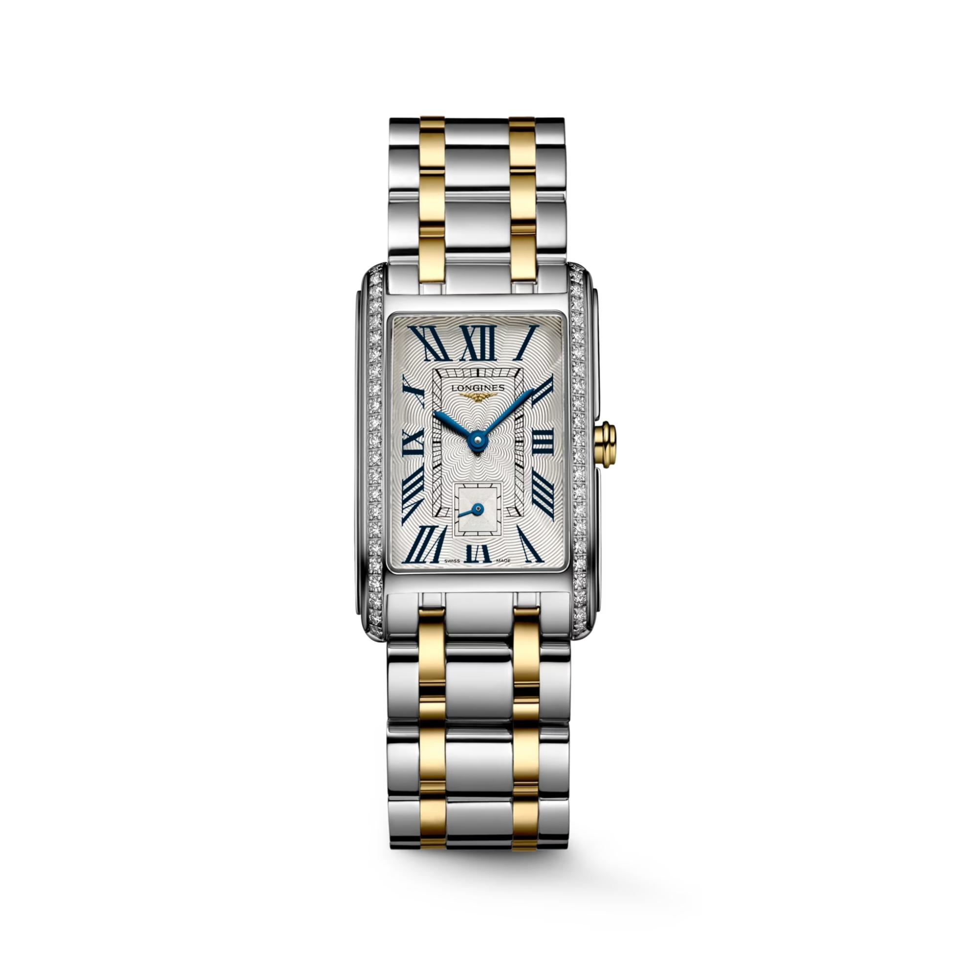 Longines L5.512.5.78.7 : DolceVita 23 Quartz Stainless Steel - Yellow Gold - Diamond / Silver - Roman / Bracelet