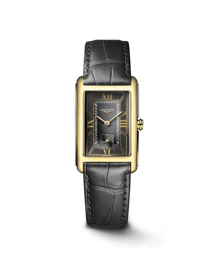 Longines L5.512.6.75.2 : DolceVita 23 Quartz Yellow Gold / Grey