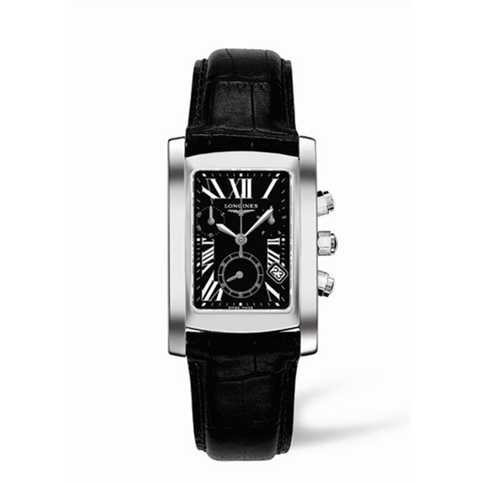 Longines L5.656.4.79.3 : DolceVita 28 Quartz Chronograph Stainless Steel Black Roman