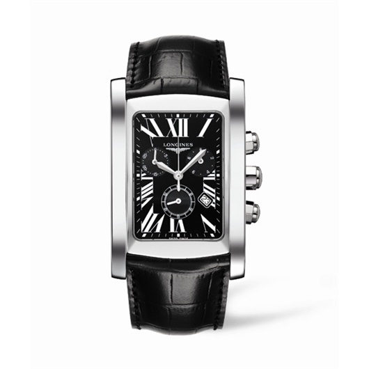 Longines L5.687.4.79.3 : DolceVita XL Chronograph Stainless Steel Black Roman