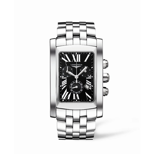 Longines L5.687.4.79.6 : DolceVita XL Chronograph Stainless Steel Black Roman