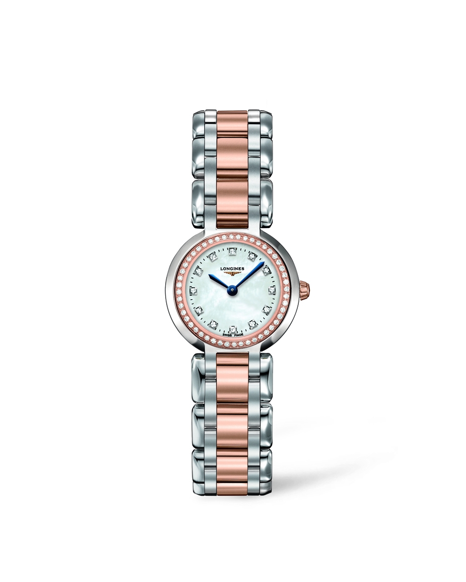 Longines L8.109.5.89.6 : PrimaLuna Quartz 23 Two Tone Pink Diamond MOP