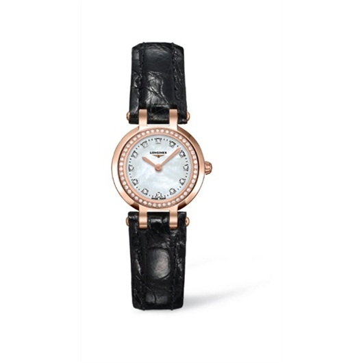 Longines L8.109.9.87.2 : PrimaLuna Quartz 23 Pink Gold Leather Diamond MOP