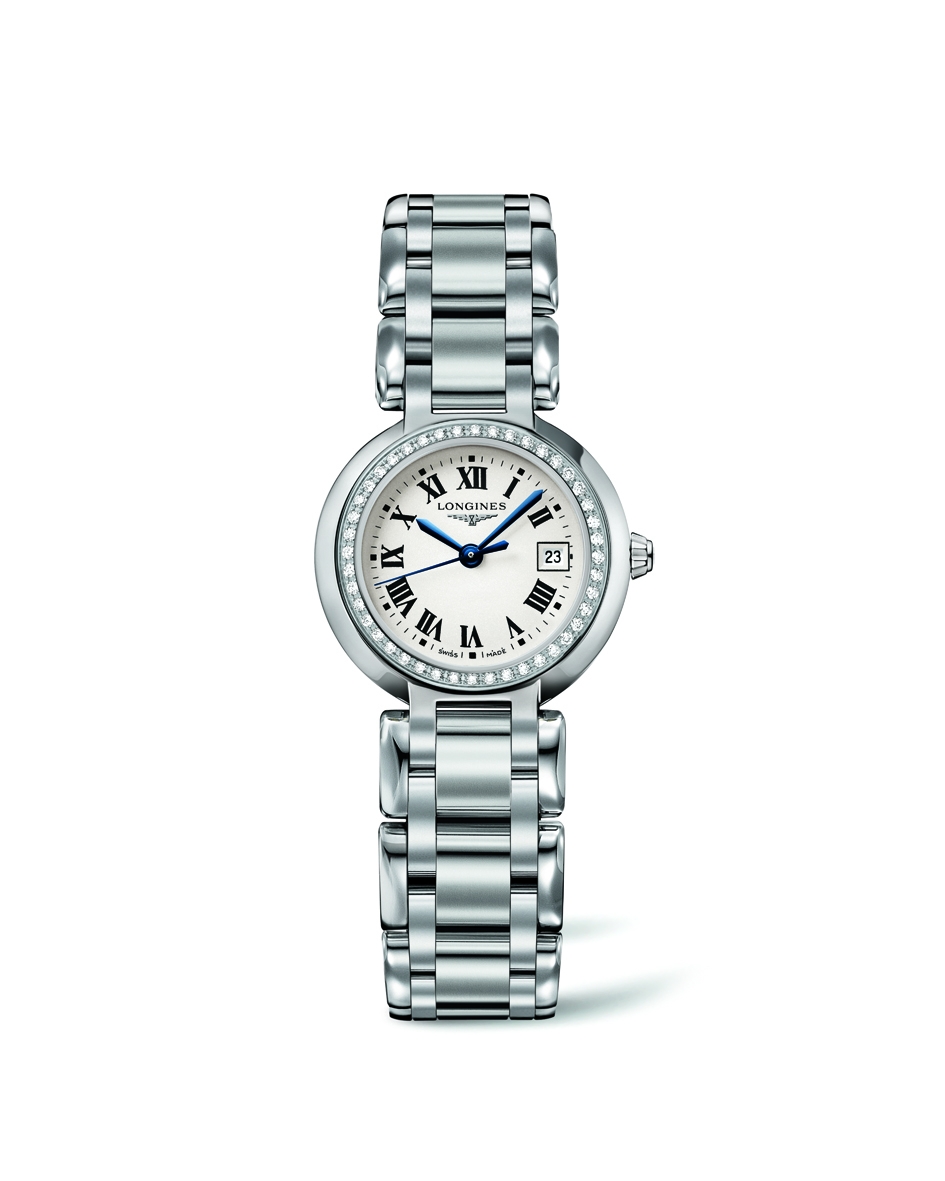 Longines L8.110.0.71.6 : PrimaLuna Quartz 26.5 Stainless Steel / Diamond / Silver - Roman / Bracelet