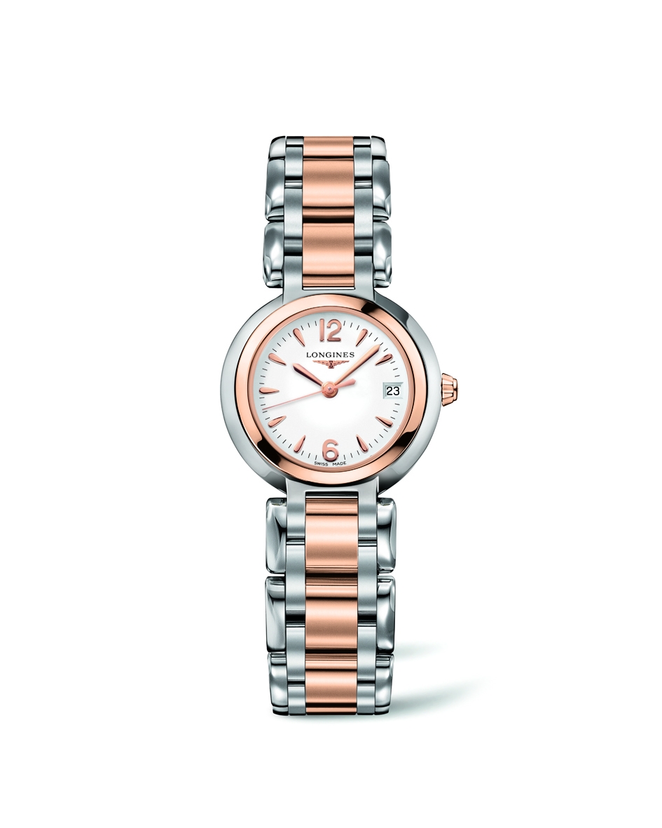 Longines L8.110.5.16.6 : PrimaLuna Quartz 26.5 Stainless Steel / Pink Gold / White / Bracelet