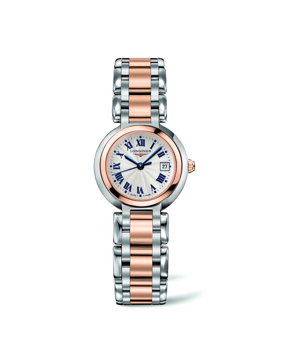 Longines L8.110.5.78.6 : PrimaLuna Quartz 26.5 Stainless Steel / Pink Gold / Silver - Roman / Bracelet
