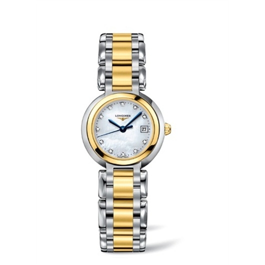 Longines L8.110.5.93.6 : PrimaLuna Quartz 26.5 Stainless Steel / Yellow Gold / MOP / Bracelet