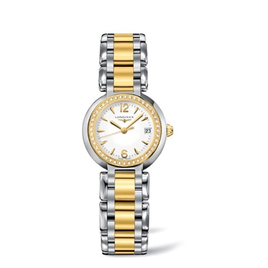 Longines L8.110.5.94.6 : PrimaLuna Quartz 26.5 Stainless Steel / Yellow Gold / Diamond / White / Bracelet