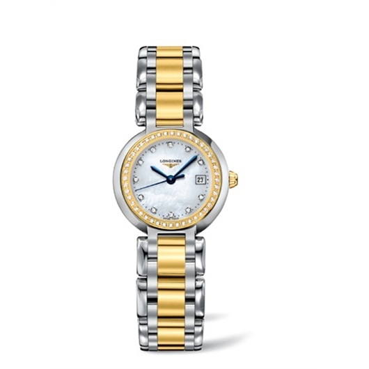 Longines L8.110.5.97.6 : PrimaLuna Quartz 26.5 Stainless Steel / Yellow Gold / Diamond / MOP / Bracelet