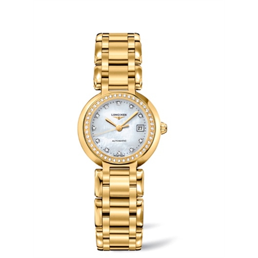 Longines L8.111.7.87.6 : PrimaLuna Automatic 26.5 Yellow Gold Diamond MOP