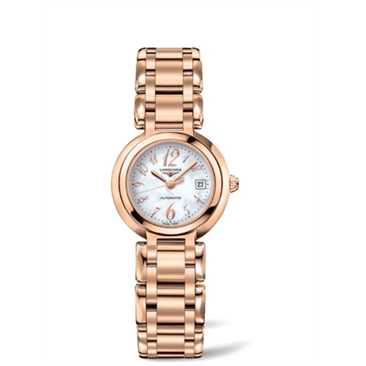 Longines L8.111.8.83.6 : PrimaLuna Automatic 26.5 Pink Gold Funky MOP