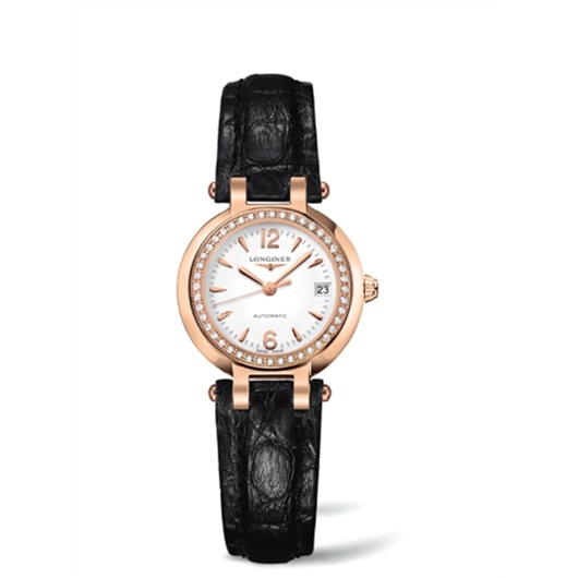 Longines L8.111.9.16.2 : PrimaLuna Automatic 26.5 Pink Gold Leather Diamond Arabic