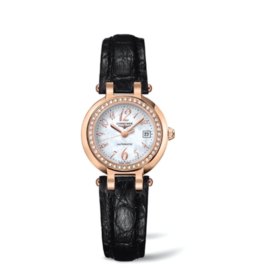 Longines L8.111.9.83.2 : PrimaLuna Automatic 26.5 Pink Gold Diamond Leather Funky MOP