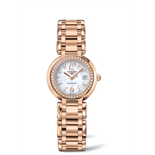 Longines L8.111.9.83.6 : PrimaLuna Automatic 26.5 Pink Gold Diamond Funky MOP