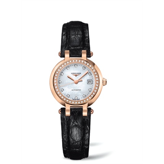 Longines L8.111.9.87.2 : PrimaLuna Automatic 26.5 Pink Gold Leather MOP