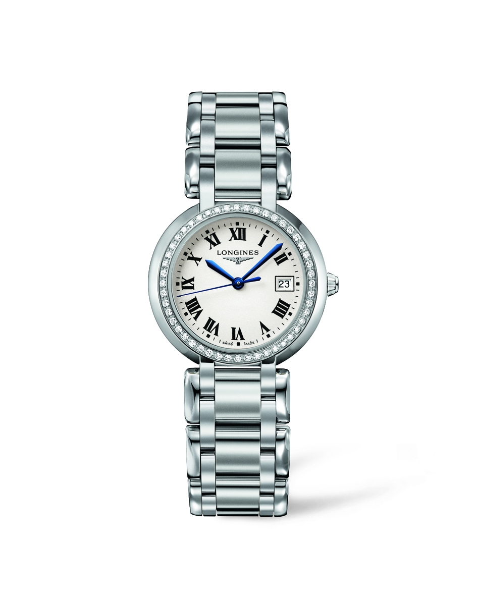 Longines L8.112.0.71.6 : PrimaLuna Quartz 30 Stainless Steel / Diamond / Silver - Roman / Bracelet
