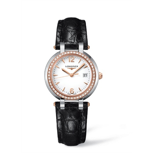 Longines L8.112.5.19.2 : PrimaLuna Quartz 30 Stainless Steel / Pink Gold / Diamond / White