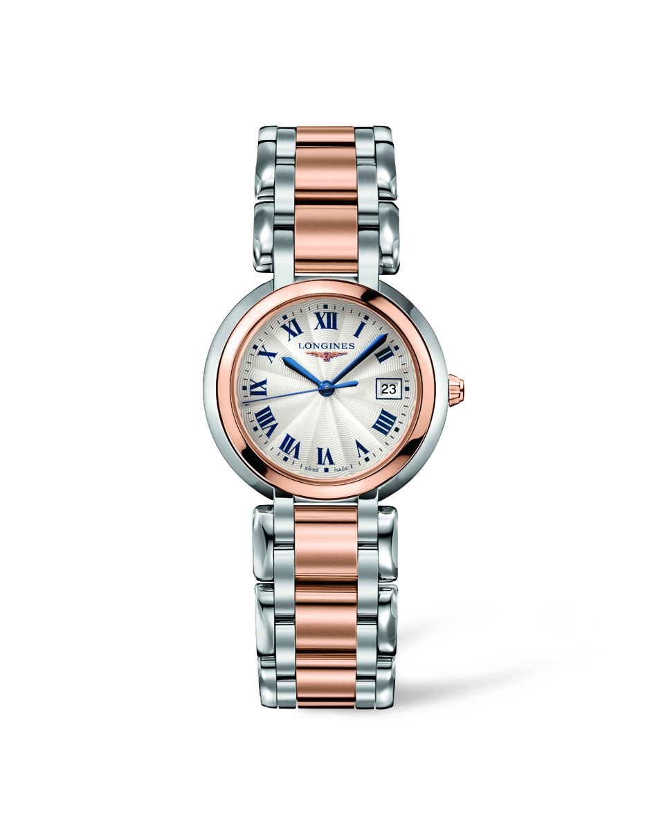 Longines L8.112.5.78.6 : PrimaLuna Quartz 30 Stainless Steel / Pink Gold / Silver - Roman / Bracelet
