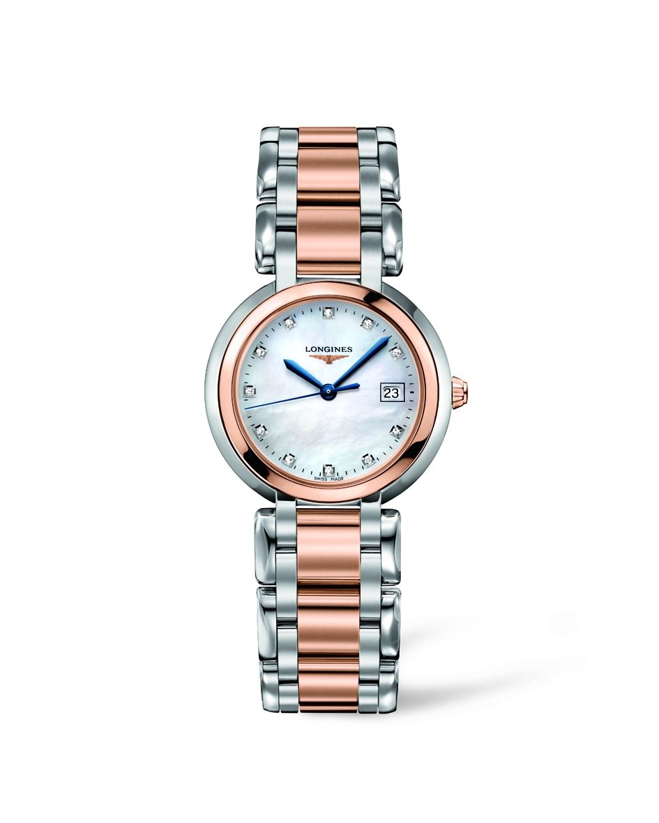 Longines L8.112.5.87.6 : PrimaLuna Quartz 30 Stainless Steel / Pink Gold / MOP