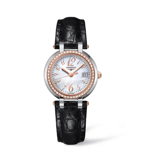 Longines L8.112.5.88.2 : PrimaLuna Quartz 30 Stainless Steel / Pink Gold / Diamond / MOP - Arabic