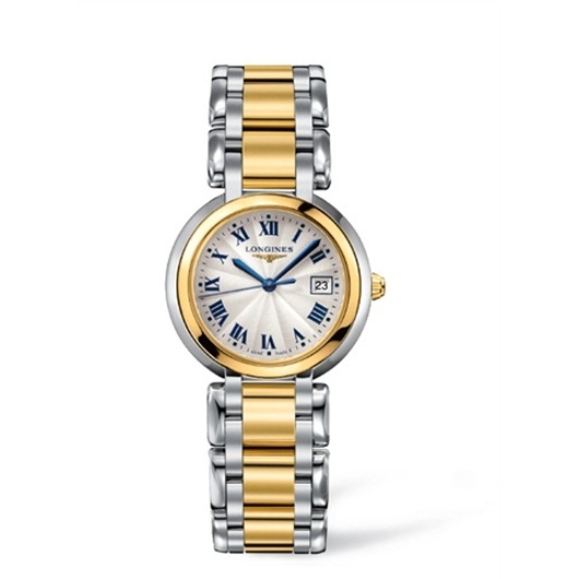 Longines L8.112.5.91.6 : PrimaLuna Quartz 30 Stainless Steel / Yellow Gold / Silver - Roman / Bracelet