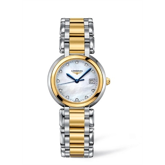 Longines L8.112.5.93.6 : PrimaLuna Quartz 30 Stainless Steel / Yellow Gold / MOP / Bracelet