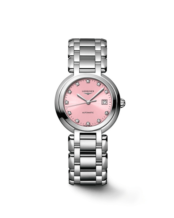 Longines L8.113.4.99.6 : PrimaLuna Automatic 30 Stainless Steel / Pink / Bracelet