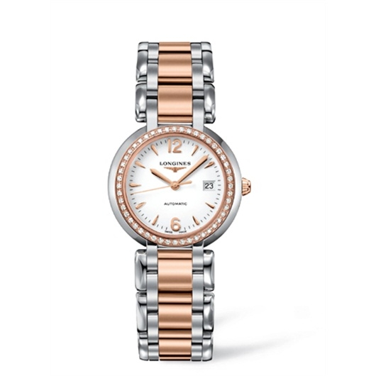 Longines L8.113.5.19.6 : PrimaLuna Automatic 30 Two Tone Pink Diamond Arabic