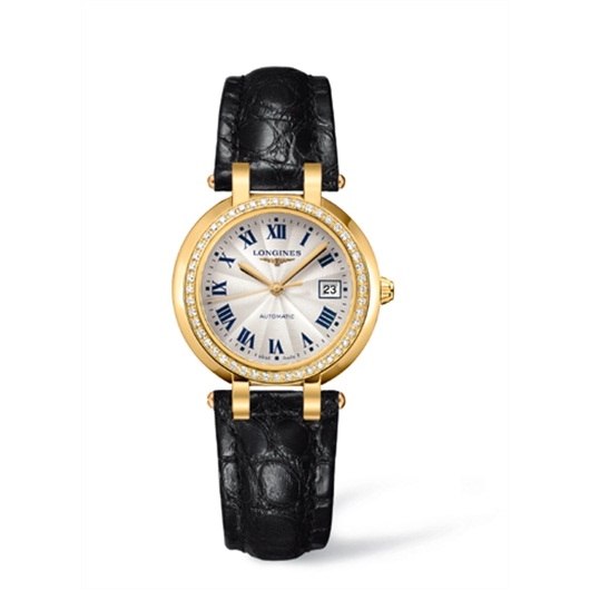 Longines L8.113.7.78.2 : PrimaLuna Automatic 30 Yellow Gold Diamond Leather
