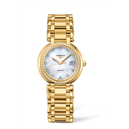 Longines L8.113.7.87.6 : PrimaLuna Automatic 30 Yellow Gold Diamond MOP