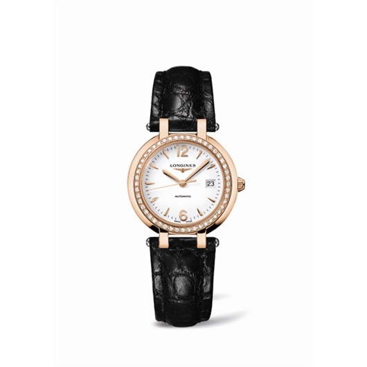 Longines L8.113.9.16.2 : PrimaLuna Automatic 30 Pink Gold Diamond Leather Arabic