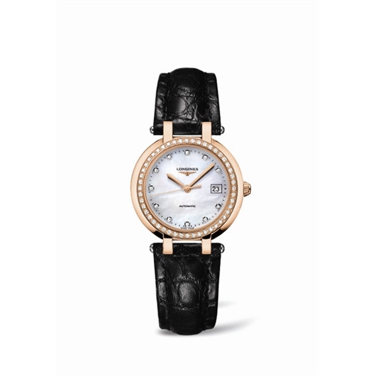 Longines L8.113.9.87.2 : PrimaLuna Automatic 30 Pink Gold Diamond Leather MOP
