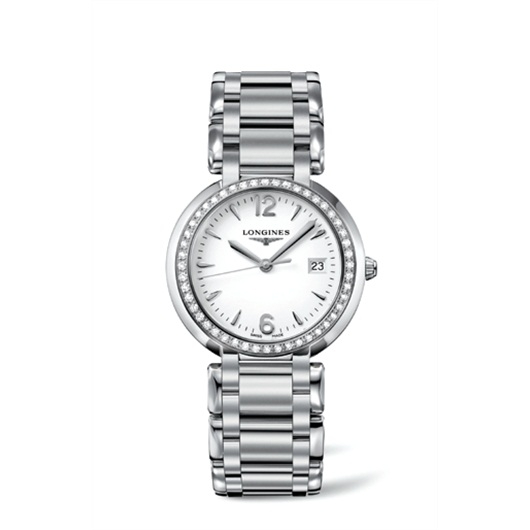 Longines L8.114.0.16.6 : PrimaLuna Quartz 34 Stainless Steel / Diamond / White / Bracelet