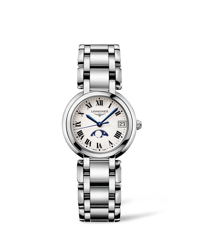 Longines L8.115.4.71.6 : PrimaLuna 30.5 Quartz Moonphase Stainless Steel / Silver - Roman / Bracelet