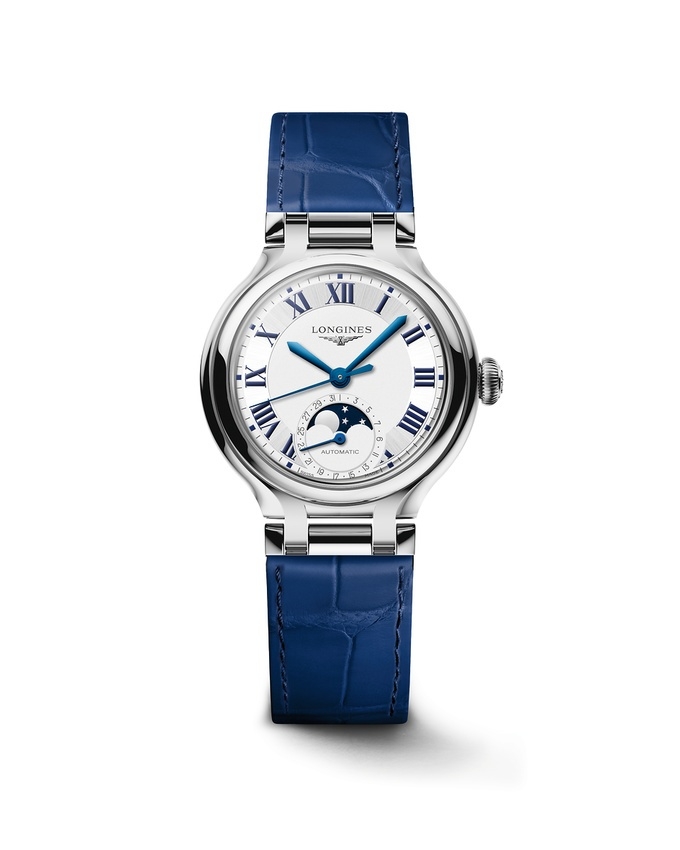 Longines L8.126.4.71.2 : PrimaLuna 34 Automatic Moonphase Stainless Steel / Silver - Roman