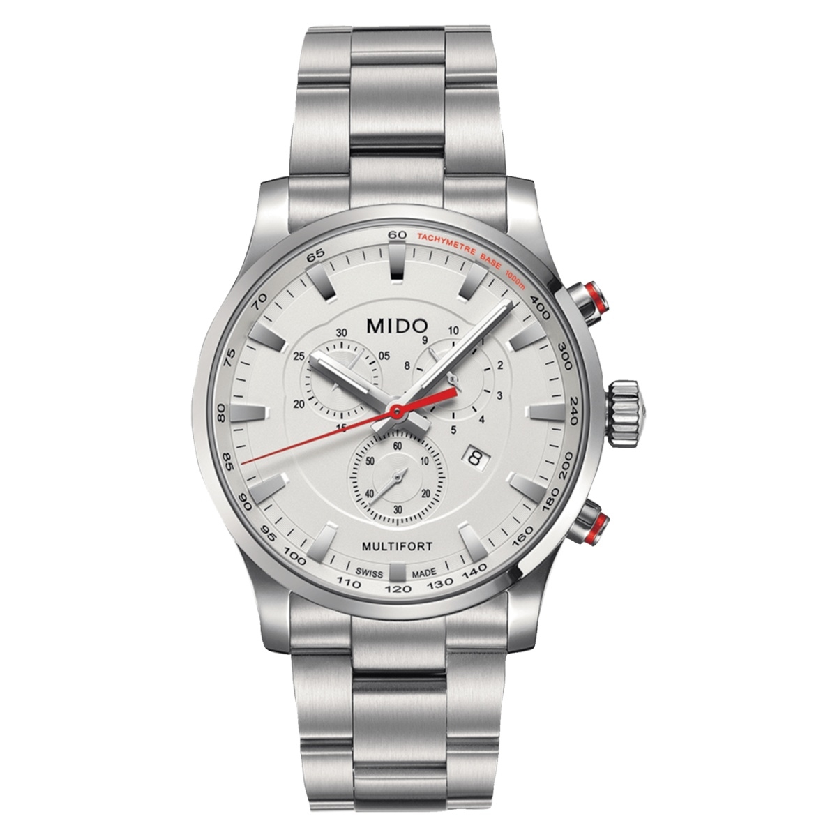 Mido M005.417.11.031.00 : Multifort Quartz Chronograph Stainless Steel / Silver / Bracelet